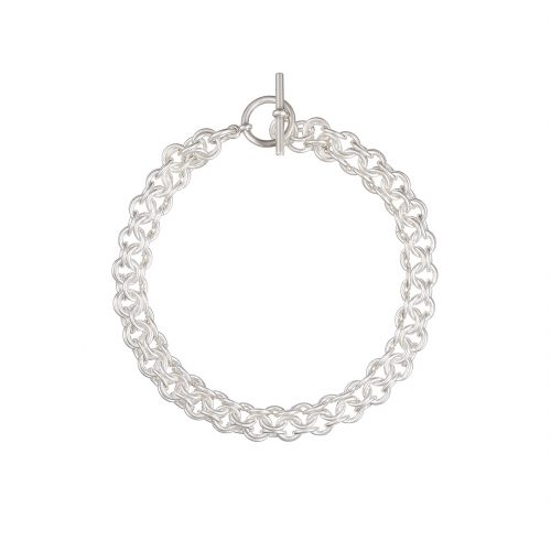 Handmade sterling silver inverted chainmail bracelet