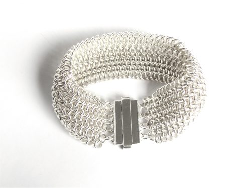Handmade designer Sterling silver chainmail bracelet