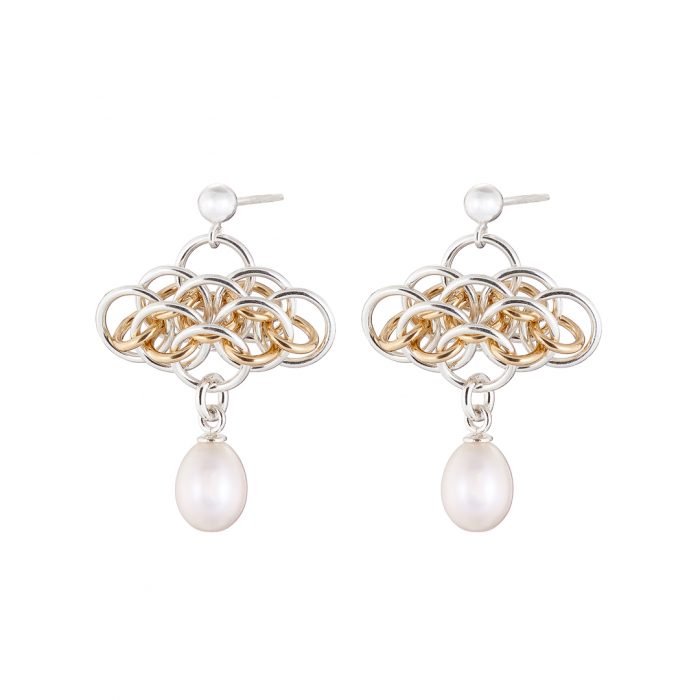 NAIIAD Nymph Pearl silver and gold earrings