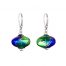 Designer mouth blown blue and green Murano glass earrings