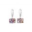 Handmade Sterling silver and multicolour Murano glass cube earrings