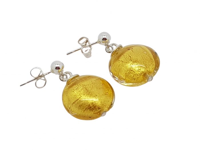 NAIIAD handmade designer sterling silver with 24k gold foil Murano glass lentil earrings