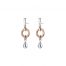 Handmade designer sterling silver and rose gold vermeil circle and drop earrings