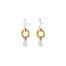 Handmade designer sterling silver and tiny gold vermeil circle and pearl earrings