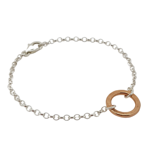 Circle of Life small rose gold plated hammered ring bracelet for fundraising - side view