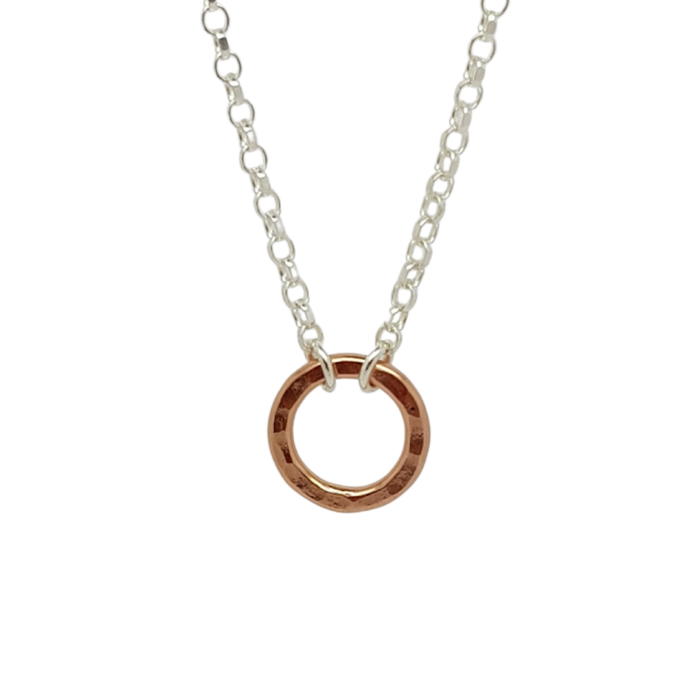Circle of Life small rose gold plated hammered ring necklace for fundraising