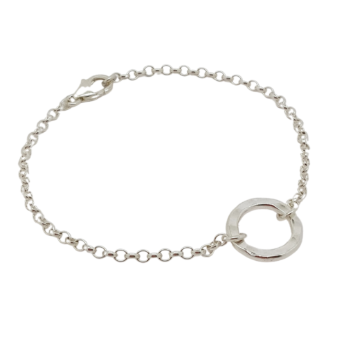 Circle of Life small sterling silver hammered ring bracelet for fundraising - side view