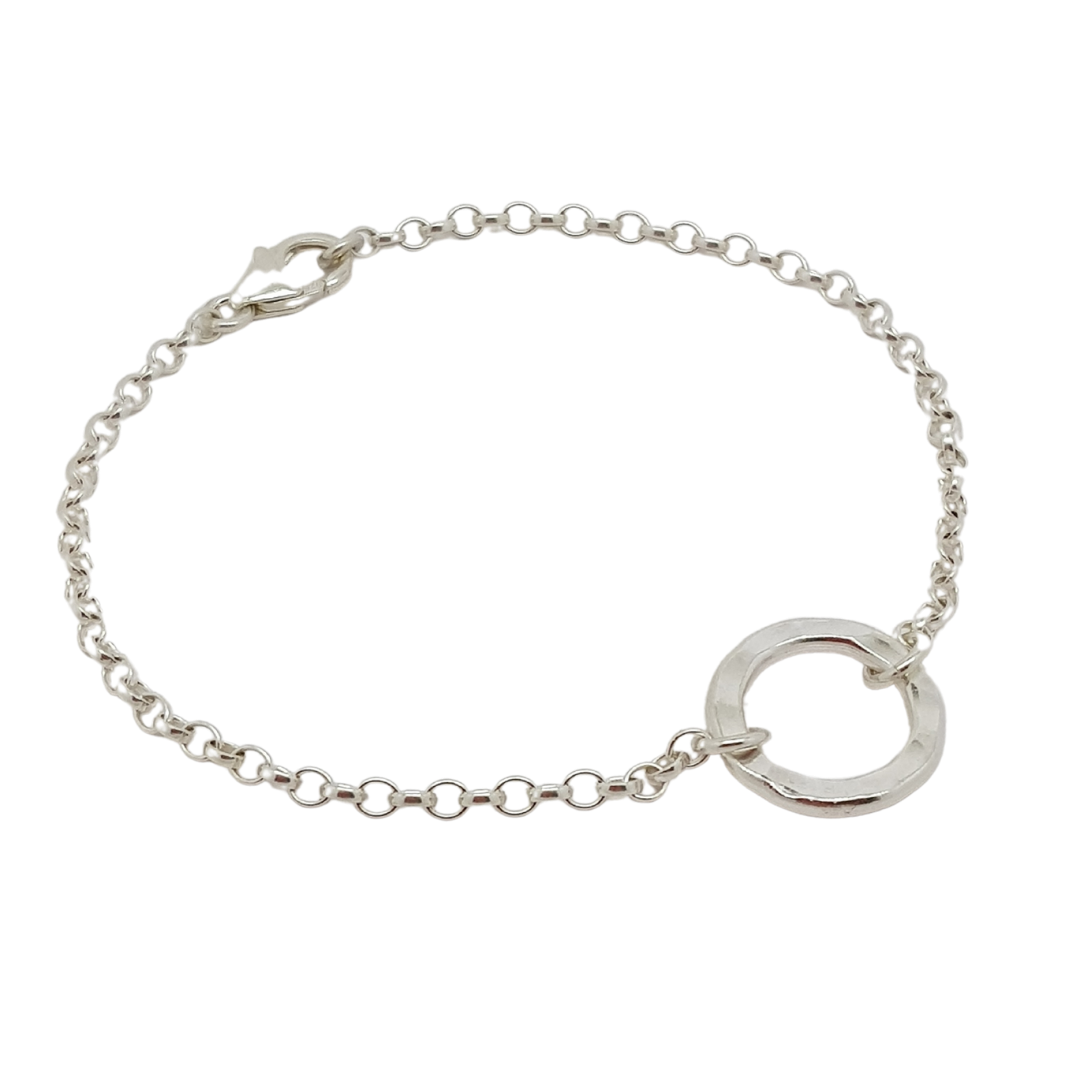 Circle of Life small sterling silver hammered ring bracelet for fundraising - side view