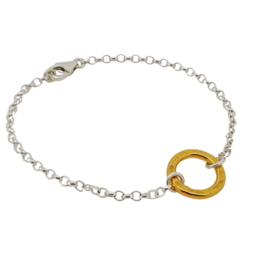 Circle of Life small yellow gold plated hammered ring bracelet for fundraising - side view